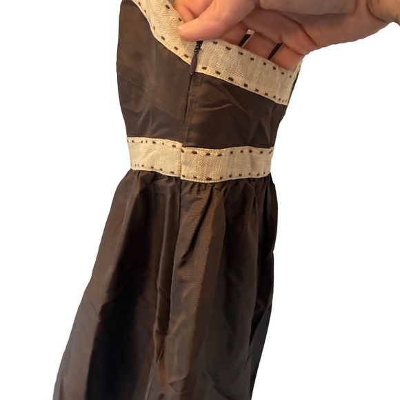 J.Crew Chocolate Brown Silk Linen Babydoll Dress Size 2 | Talitha Short Mini - Picture 2 of 6